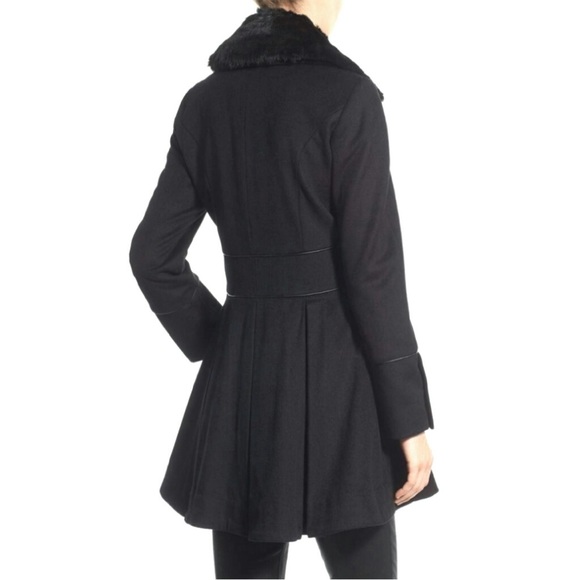 EUC Betsey Johnson Black Wool Coat w Faux Corset Sz. 14 - Picture 8 of 10